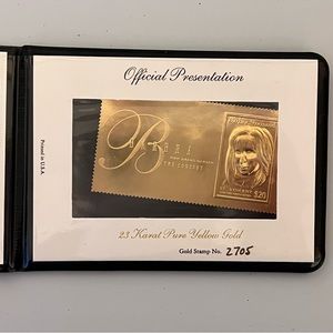 Barbra Streisand 1993 Official Stamp & 23Kt Gold Presentation MGM Grand in Case